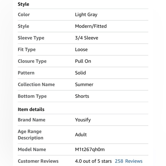 NWT Light Gray 3/4 Sleeve Top and Pants Set-S - Picture 10 of 13